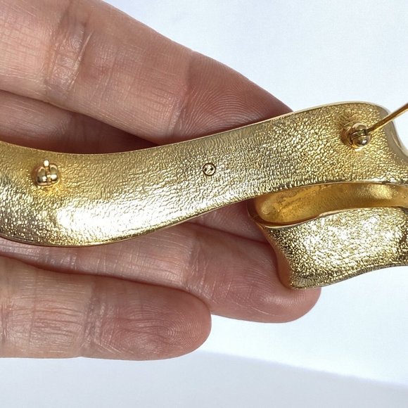 1996 Avon Golden Ribbon Polished Gold Tone Brooch Pin 3in - Picture 9 of 9